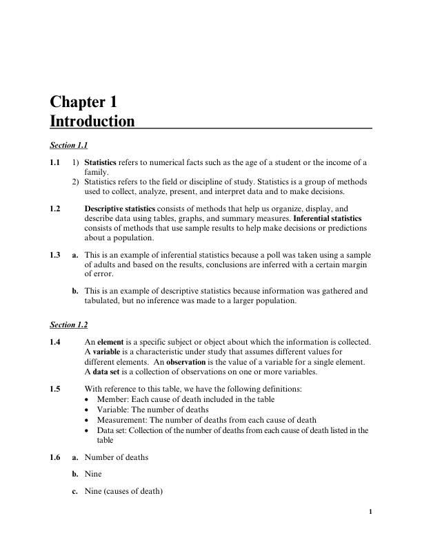 Solution Manual For Introductory Statistics, 10th Edition by Prem S. Mann Chapter 1-15