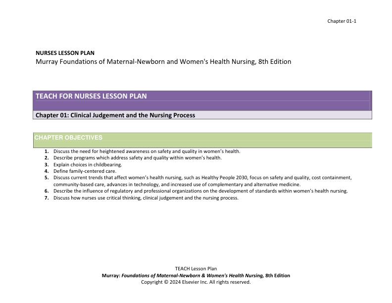 Solution Manual for Murray Foundations of Maternal-Newborn and Women's Health Nursing, 8th Edition by Sharon Smith Murray, Emily Slone McKinney, Karen Holub, Renee Jones