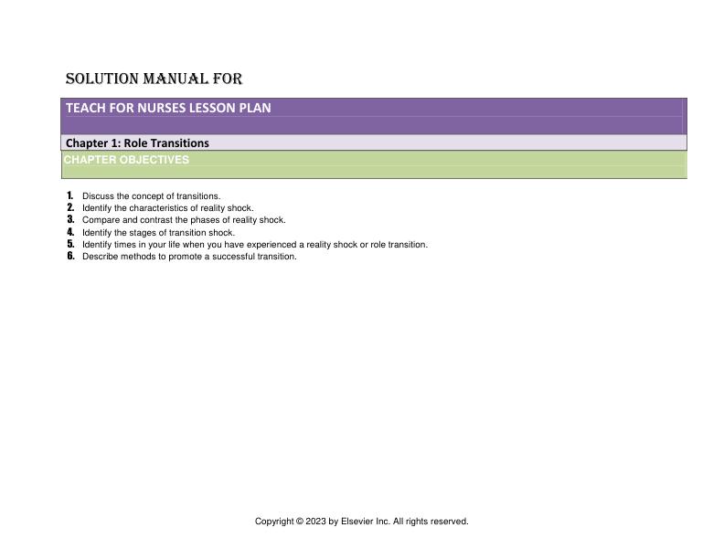 Solution Manual for Nursing Today, 11th Edition by Zerwekh