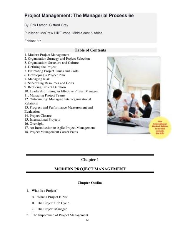 Project Management the managerial process 6th Edition By Erik Larson; Clifford Gray