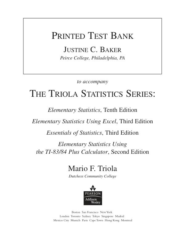 Test Bank with Immediate Answer Keys Baker Justine C. - Printed