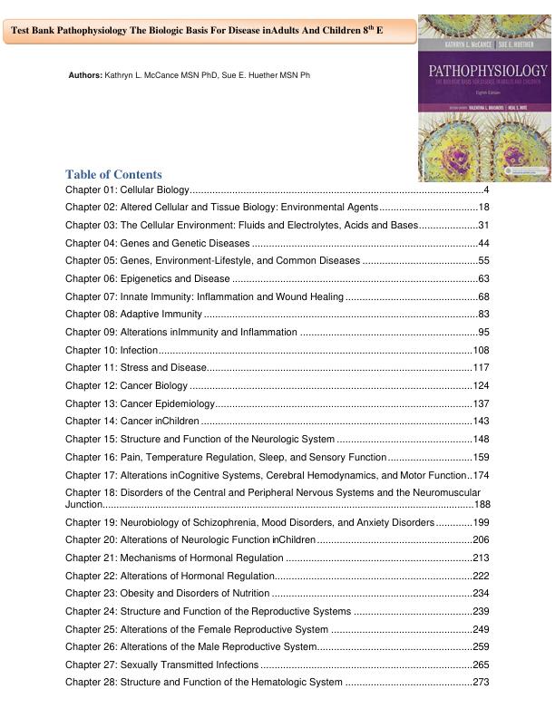 TestBank McCance Pathophysiology Biologic Basis for Disease 8th Edition