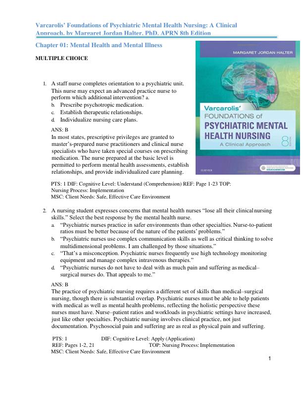 Varcarolis’ Foundations of Psychiatric Mental Health Nursing A Clinical Approach by Margaret Jordan Halter, PhD, APRN 8th Edition