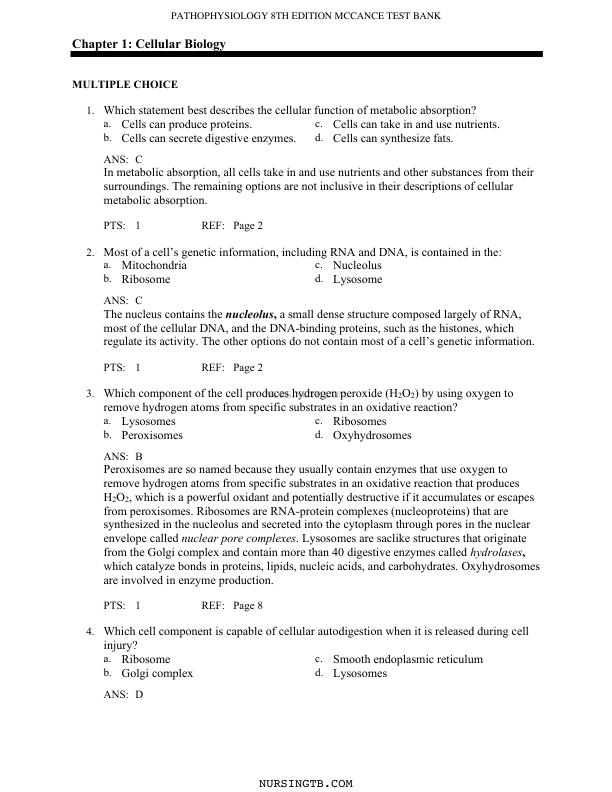 The Biological Basis for Disease in Adults and Children 8th Edition TEST BANK