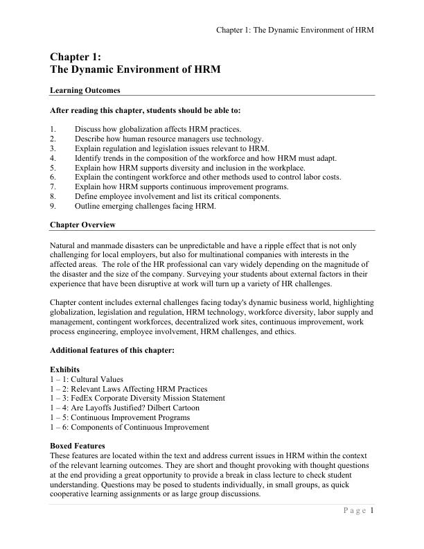 Solution Manual For Fundamentals of Human Resource Management, 15th Edition by Susan L. Verhulst, David A. DeCenzo Chapter 1-14