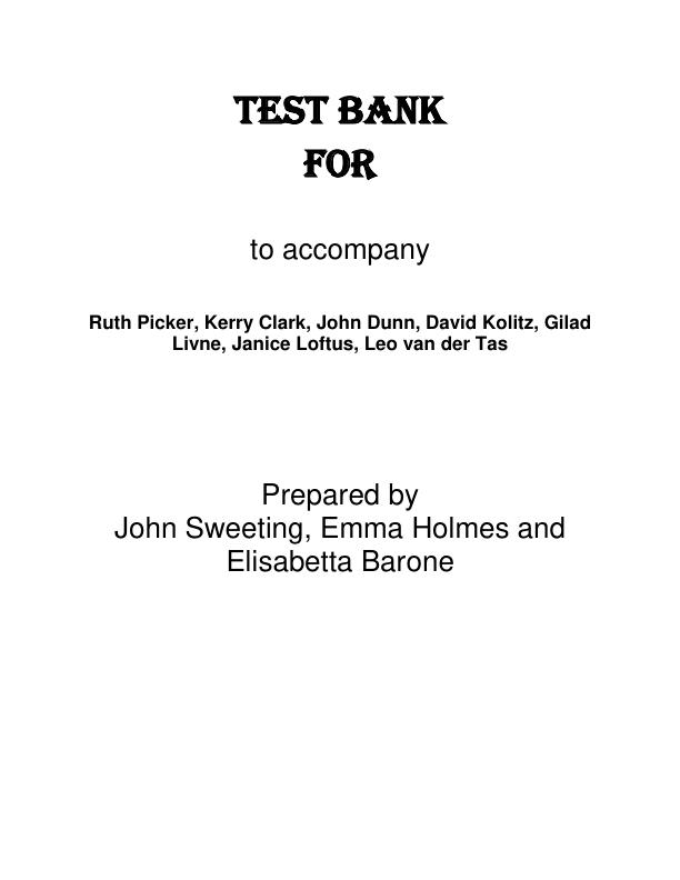 Test Bank For Applying IFRS Standards, 5th Edition by Ruth Picker, Leo van der Tas, David Kolitz, Gilad Livne, Janice Loftus, Miriam Koning Chapter 1-24