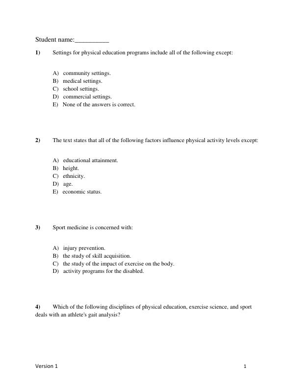 Test Bank Foundations of Physical Education Exercise Science and Sport 21th Edition By Deborah A. Wuest, Jennifer L. Walton-Fisette  Chapter 1-15