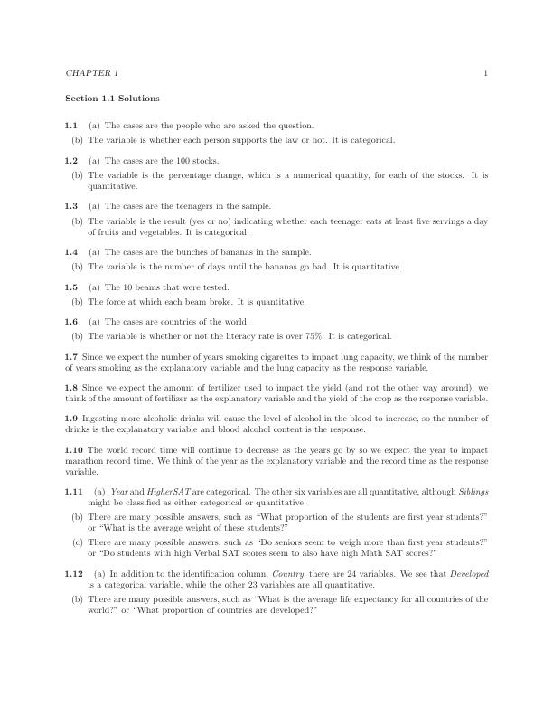 Solution Manual For Statistics Unlocking the Power of Data, 3rd Edition by Robin H. Lock, Patti Frazer Lock, Kari Lock Morgan, Eric F. Lock, Dennis F. Lock Chapter 1-10and Unit(A B C D)