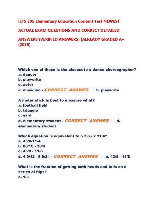 ILTS 305 Elementary Education Content Test NEWEST