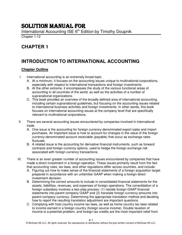 Solution Manual International Accounting ISE 6th Edition by Timothy Doupnik, Mark Finn, Giorgio Gotti, Hector Perera