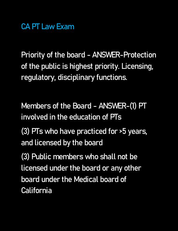 CA PT Law Exam