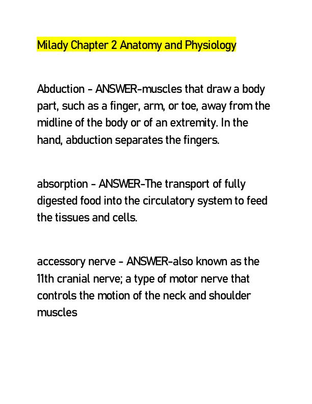 Milady Chapter 2 Anatomy and Physiology