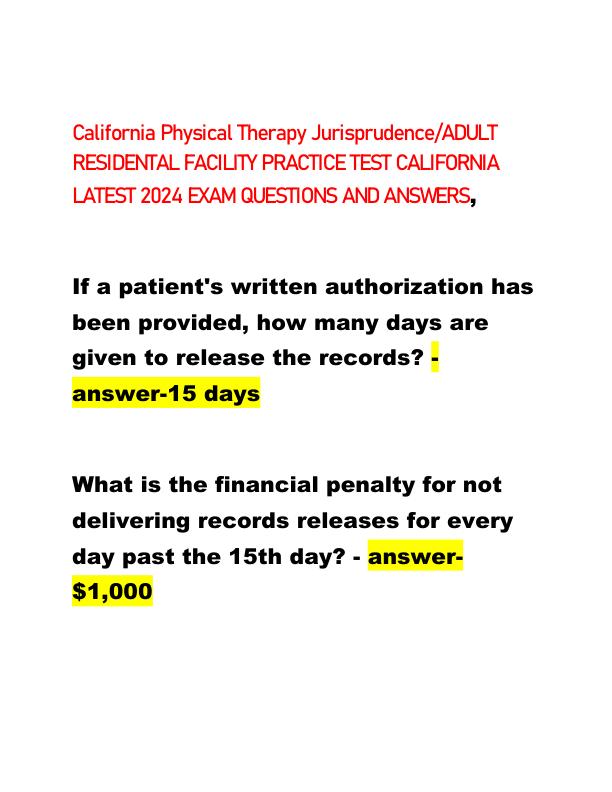California Physical Therapy Jurisprudence