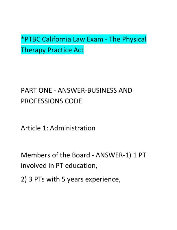 PTBC California Law Exam2