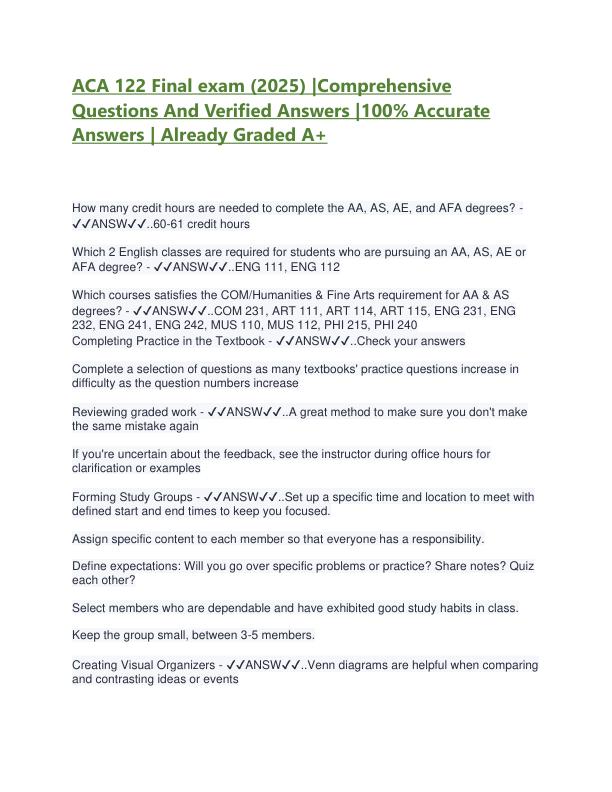 ACA 122 Final exam