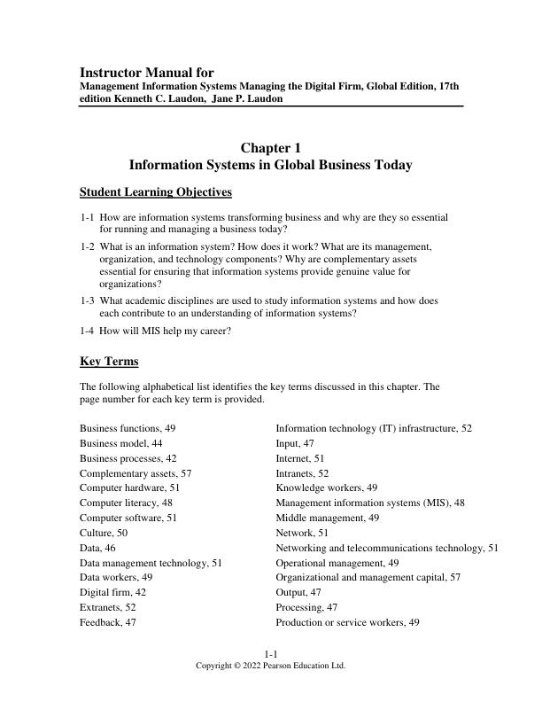 Instructor Solution Manual for Management Information Systems Managing the Digital Firm, Global Edition, 17th edition Kenneth C. Laudon,  Jane P. Laudon