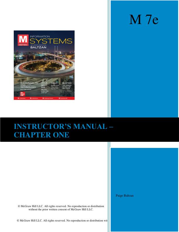 Solution Manual for M Information Systems 7th Edition By Paige Baltzan