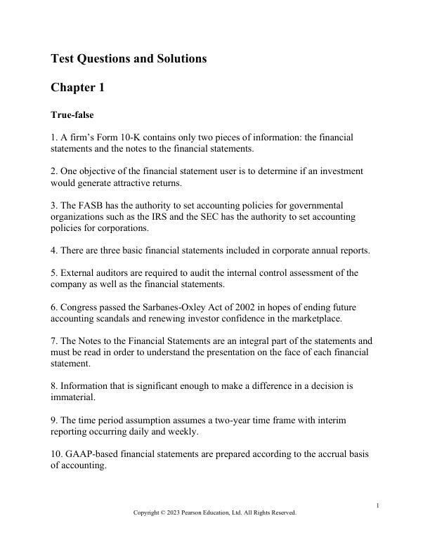 Solution Manual for Understanding Financial Statements, Global Edition, 12th edition Aileen Ormiston, Lyn M. Fraser