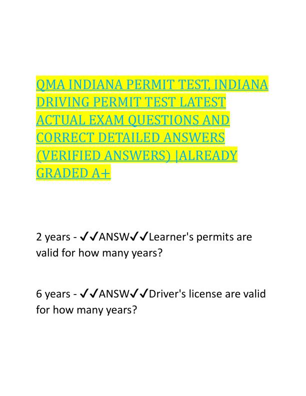 QMA INDIANA PERMIT TEST