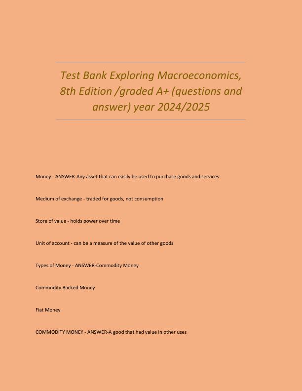 Test Bank Exploring Macroeconomics