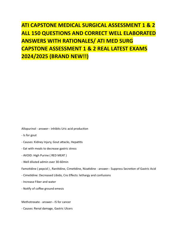 ATI CAPSTONE MEDICAL SURGICAL ASSESSMENT 1