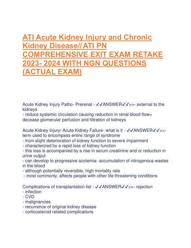 ATI Acute Kidney Injury and Chronic Kidney Disease