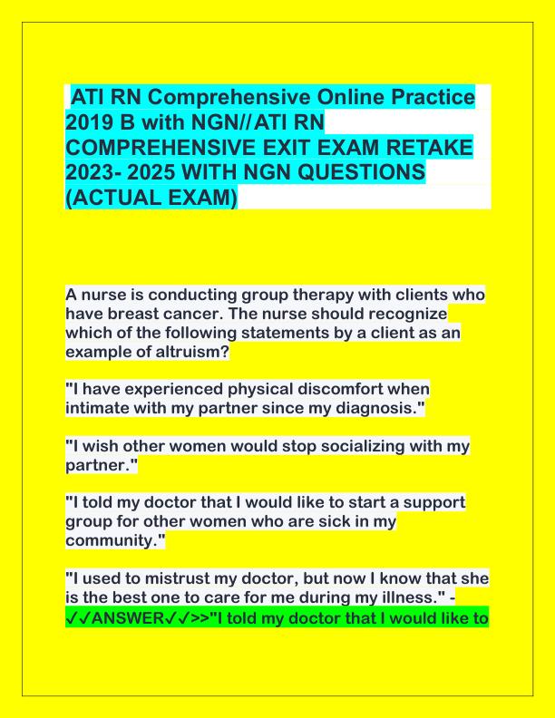 ATI RN Comprehensive Online Practice 2019 B with NGN