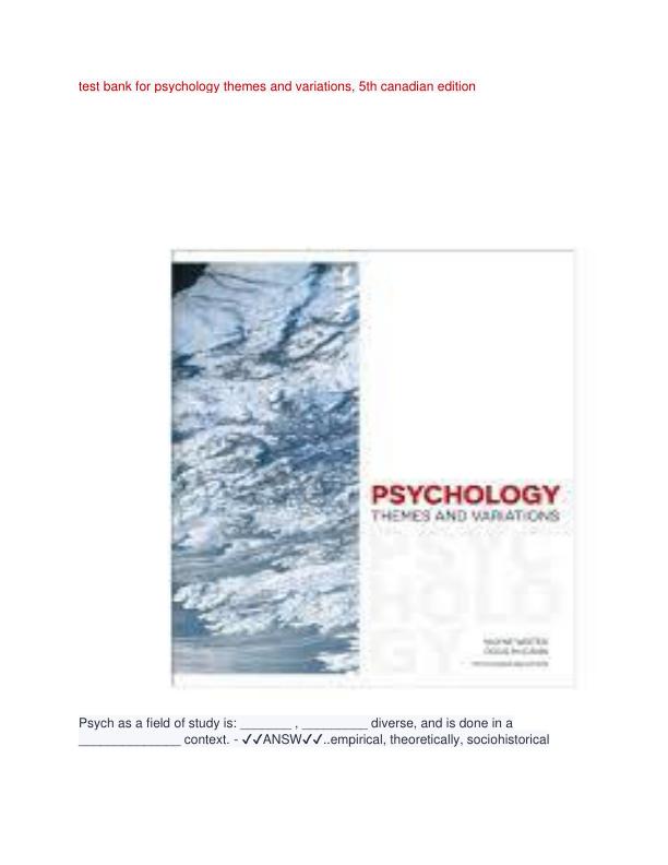 test bank for psychology themes and variations