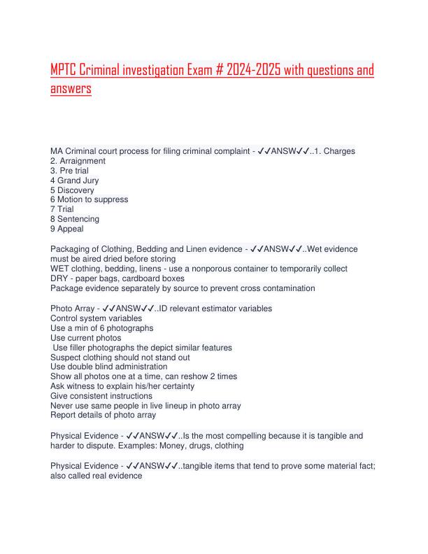 MPTC Criminal investigation Exam