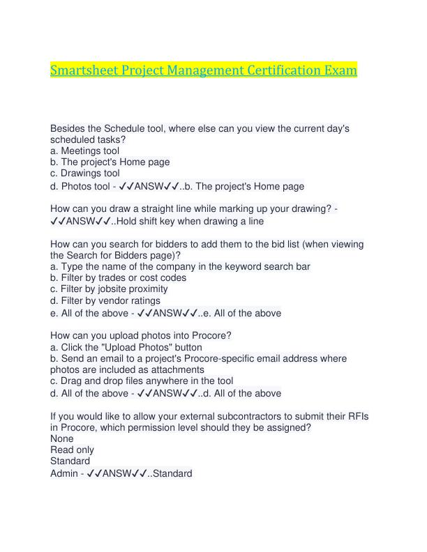 Smartsheet Project Management Certification Exam