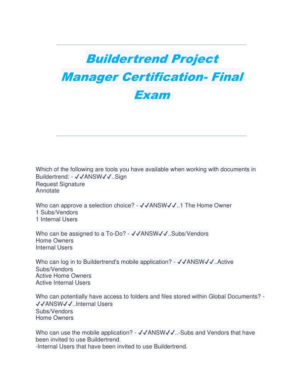 Buildertrend Project Manager Certification