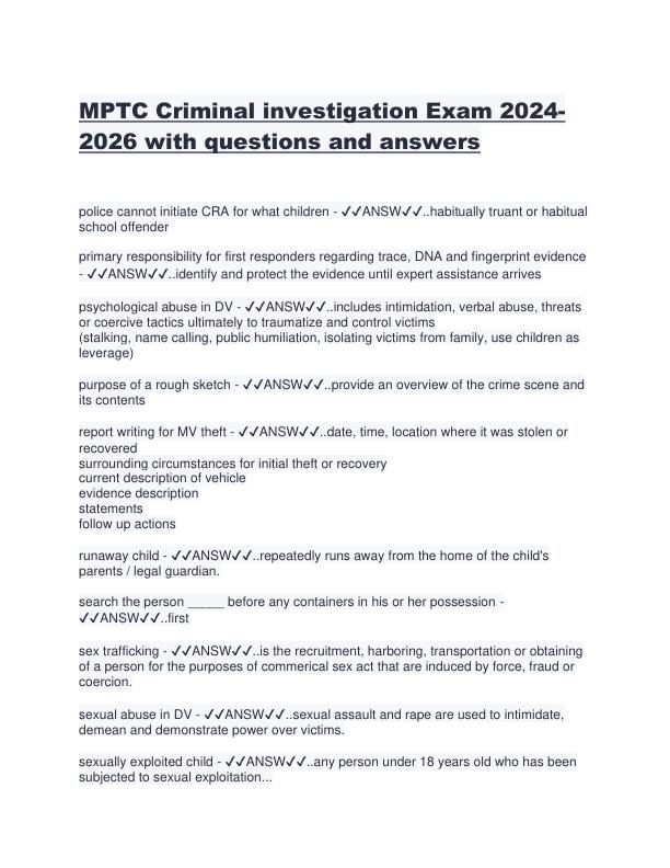 MPTC Criminal investigation Exam 20244