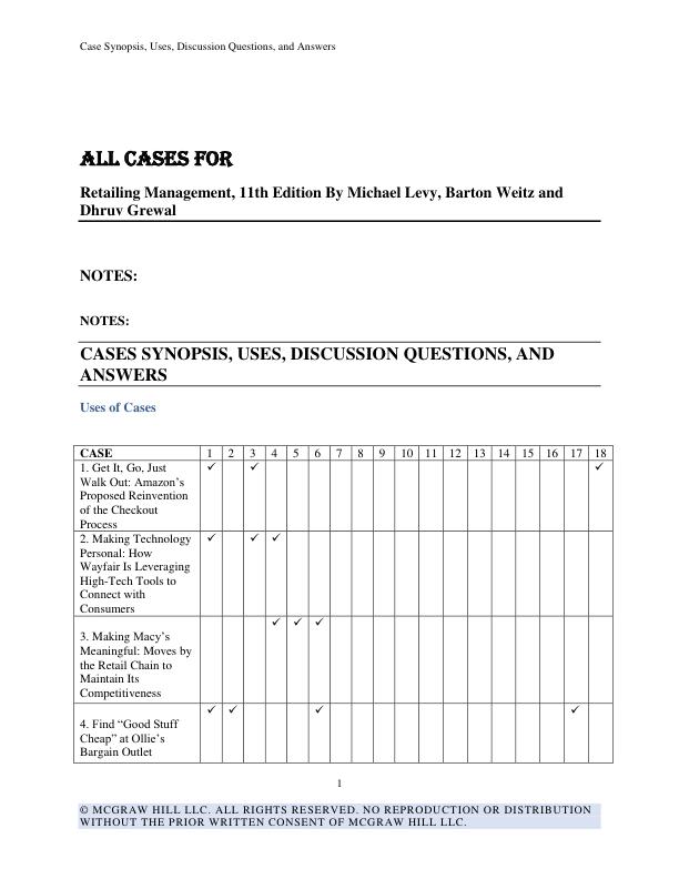 All Cases for Retailing Management, 11th Edition By Michael Levy, Barton Weitz and Dhruv Grewal