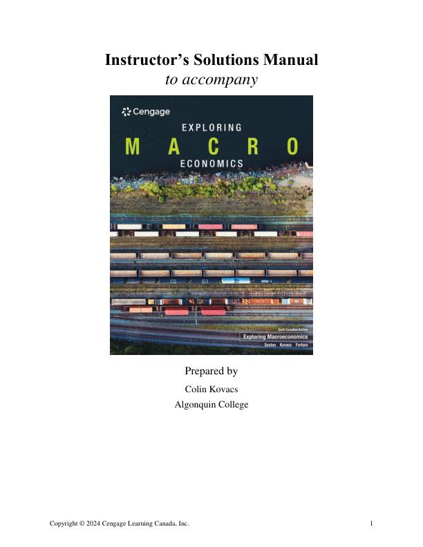 Instructr Solution Manual For Exploring Macroeconomics, 6th Edition Robert L. SextonColin C. KovacsPeter N. Fortura