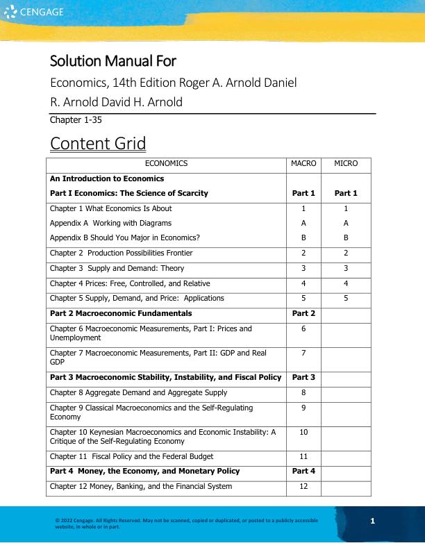 Solution Manual For Economics, 14th Edition Roger A. ArnoldDaniel R. ArnoldDavid H. Arnold Chapter(1-35)